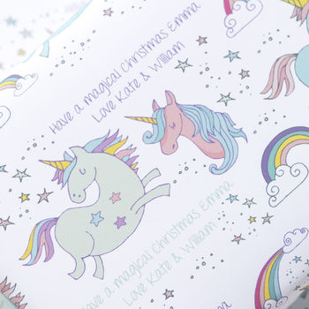 Personalised Magical Unicorn Christmas Wrapping Paper, 2 of 3