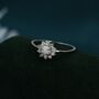 White Opal Cz Halo Ring In Sterling Silver, thumbnail 4 of 10