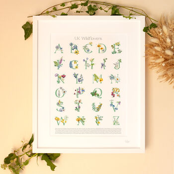 Inky Wildflower Alphabet A To Z Illustrated Print, 5 of 12