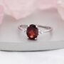 Genuine Garnet Oval Ring In Sterling Silver, thumbnail 4 of 11