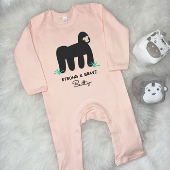 Strong And Brave Gorilla Personalised Jungle Rompersuit, 4 of 5