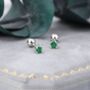 Sterling Silver Emerald Green Cz Earrings, thumbnail 4 of 12