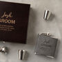 Personalised Groom Hip Flask Gift Set, thumbnail 2 of 9
