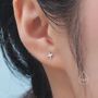 Four Point Star Internally Threaded Flat Back Earrings In Sterling Silver, thumbnail 2 of 11