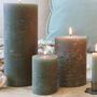 Set Of Three Olive Green Candles, thumbnail 1 of 2