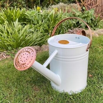 Pair Of Ivory White And Copper Watering Cans, 9 of 11