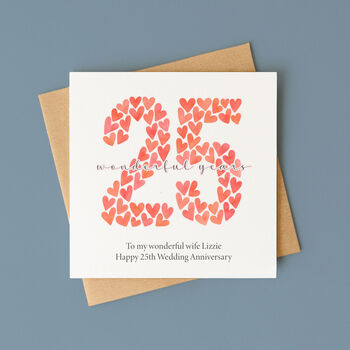 Personalised Watercolour Heart Anniversary Card, 7 of 9