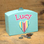 Personalised Money Box With Stripey Heart, thumbnail 2 of 3