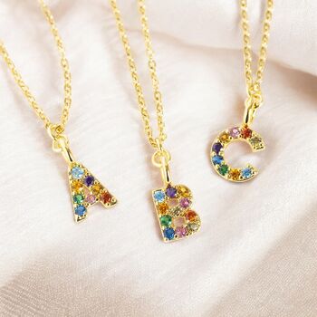 Dainty Rainbow Alphabet Initial Necklace, 2 of 8