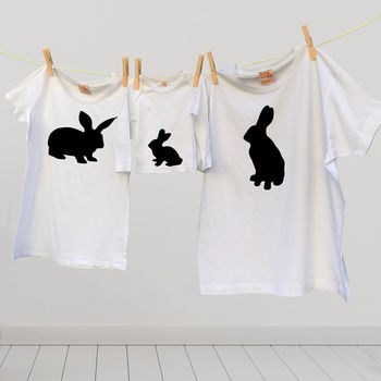 Mother And Child Rabbit And Bunny Tshirt Twinning Tops, 3 of 3