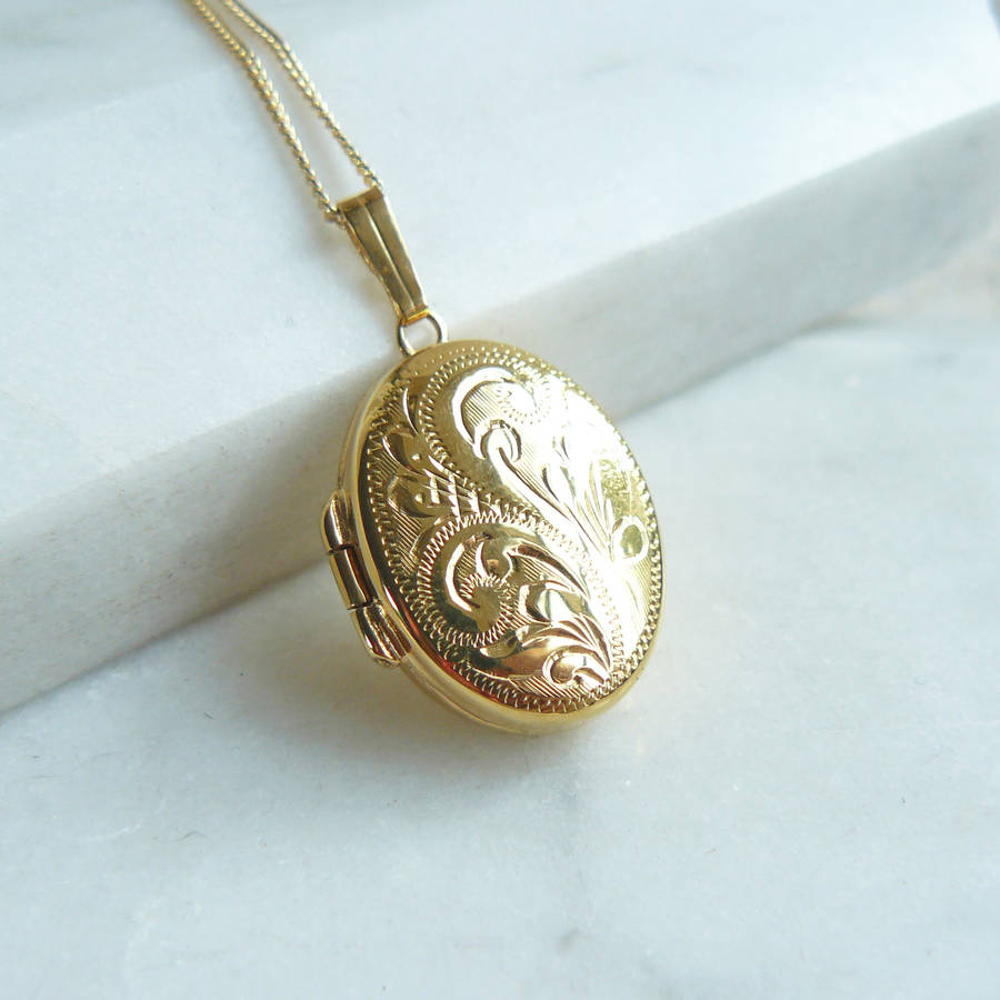 Personalised Engraved Gold Locket Necklace With Swallow By Lime Tree Design | www.semadata.org