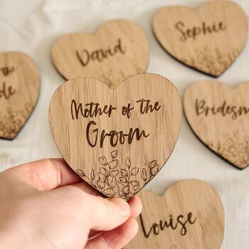 Bulk Floral Heart Engraved Wedding Coasters For Guests, 3 of 4