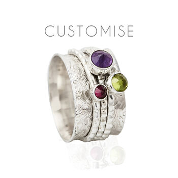 Personalised Birthstone Manifest Silver Spinning Ring, 4 of 11