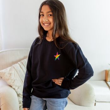 Navy Kids Embroidered Star Sweatshirt, 3 of 4