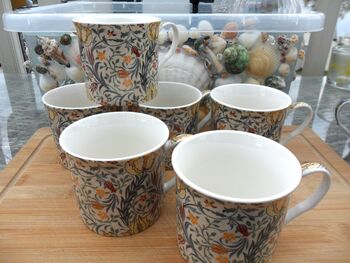 Set Of Six Mugs In William Morris Flora Design, 4 of 9