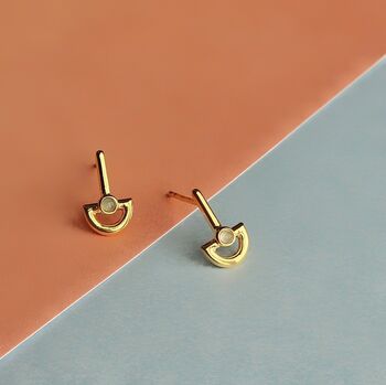 Ethical Blue Chalcedony Gold Stud, 2 of 5