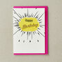 Happy Birthday Yellow Embroidered Word Greeting Card, thumbnail 1 of 2