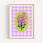 Floral Gingham Art Print Lilac, thumbnail 1 of 5