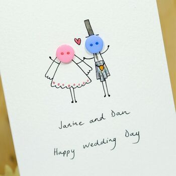 Personalised 'Button Wedding' Handmade Card, 4 of 12