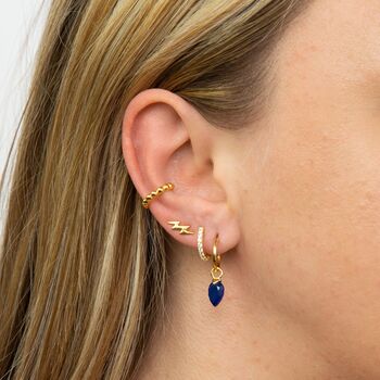 Hoop Earrings With Cubic Zirconia In Sterling Silver, 3 of 8