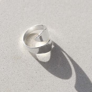 Sterling Silver Adjustable Flat Ring, 5 of 7