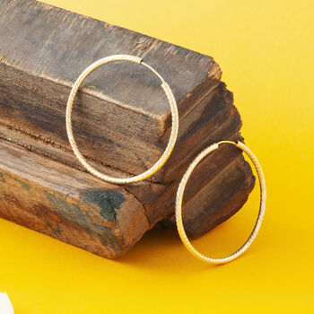 Diamond Cut Thread Hoop Earrings In Gold Or Silver, 3 of 4