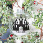 Black Glitter Personalised Castle Christmas Tree Bauble, thumbnail 1 of 3