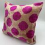 Square Ikat Velvet Cushion Pink Spot, thumbnail 1 of 8