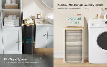 Slim Laundry Basket Hamper With Lid, 4 of 8