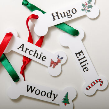 Personalised Dog Bone Christmas Tree Decoration, 7 of 9