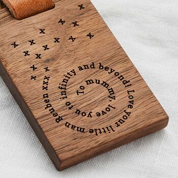 Personalised Spiral Message Wooden Keyring, 2 of 5