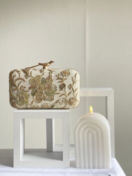 Florentine Embroidered Bird Clasp Clutch, 8 of 9