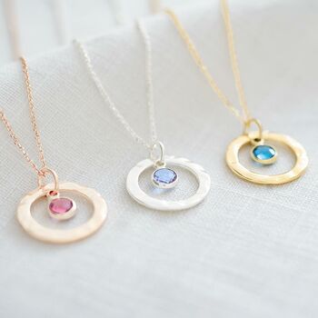 Hammered Halo Personalised Birthstone Necklace, 2 of 10