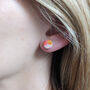Pink Leather Dot Earrings, thumbnail 1 of 5