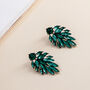 Emerald Green Crystal Leaf Drop Earrings, thumbnail 3 of 4