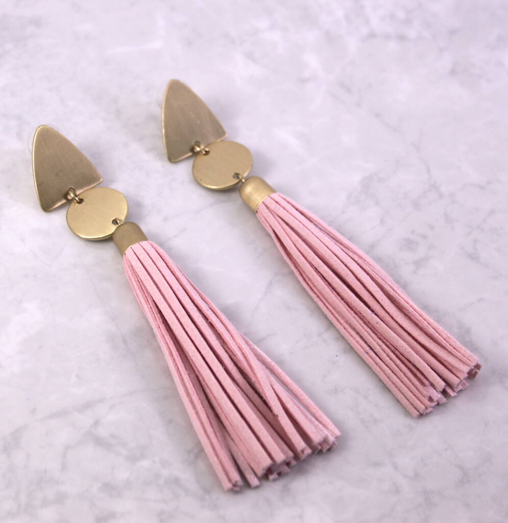 Geometric Tassel Earrings By Lucy Loves Neko | notonthehighstreet.com