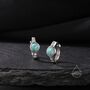 Aqua Green Opal Cz Huggie Hoop Earrings, thumbnail 5 of 9