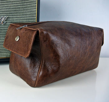 Personalised Oversized Leather Wash Bag, 4 of 8