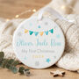 My First Christmas Baby Boy Garland Ceramic Disc Hanging Decoration Bauble + Gift Box, thumbnail 2 of 8