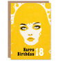 Cool Girl Age 18 Summer Yellow 18th Birthday Card, thumbnail 1 of 4