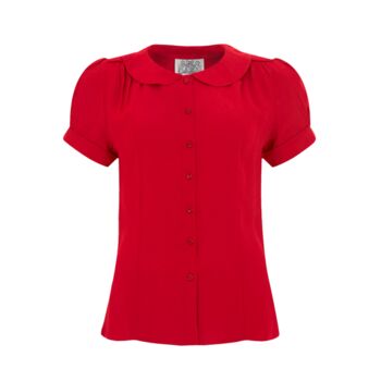 Jive Blouse In Lipstick Red Vintage 1940s Style, 2 of 2