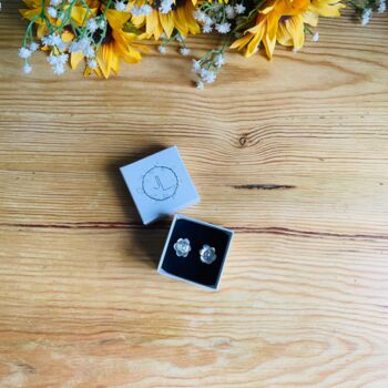 Flower Stud Earrings In Sterling Silver, 2 of 8