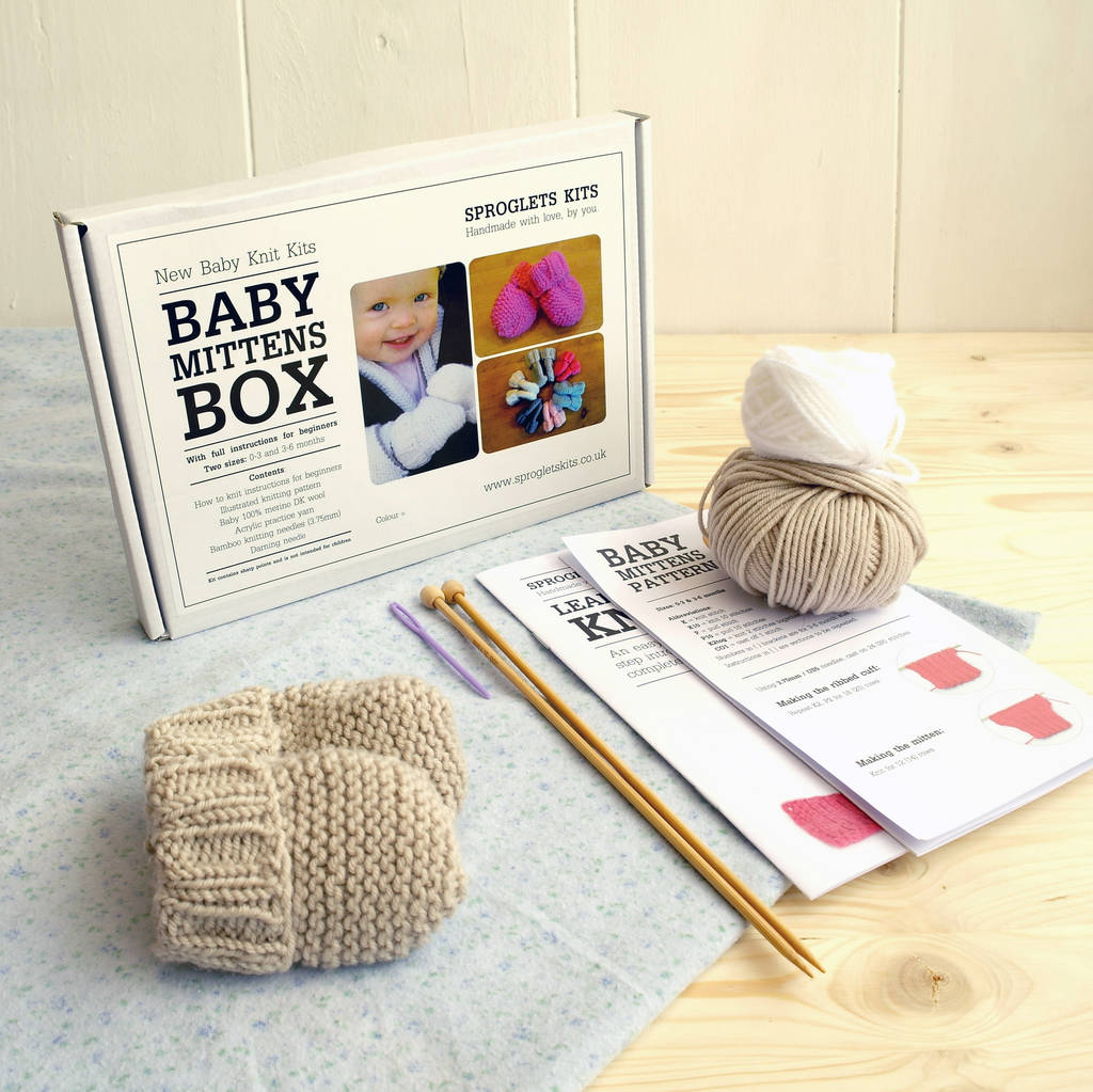 Baby Merino Mittens Beginner Knitting Kit, 1 of 7