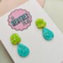 Splat Drop Glitter Resin Statement Earrings / Artist Statement Jewellery Pop Art Inspired Gift / Retro Nickelodeon Vibes / Abstract Drop Jewellery Bold Colourful Statement / Art Teacher Gift Creative Sparkle Accessory, thumbnail 7 of 10
