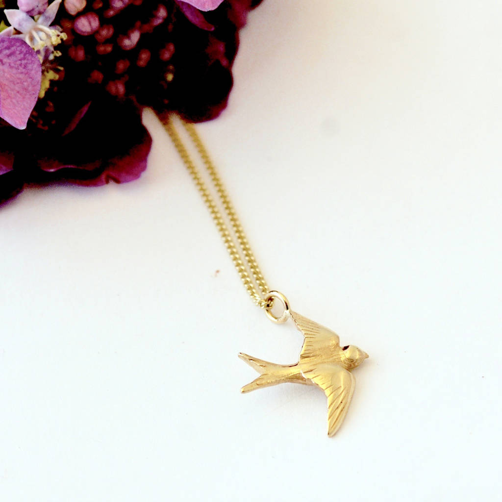 gold swallow necklace by heather scott jewellery | notonthehighstreet.com