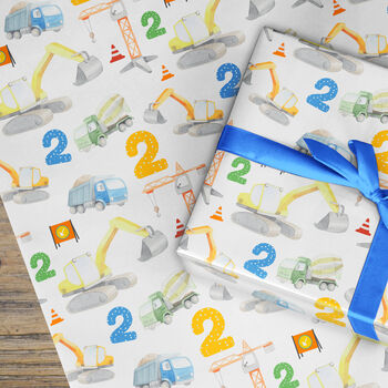 Construction Digger Wrapping Paper With Numbers, 4 of 12