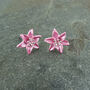 Lily Pink Star Gazer Flower Post Stud Earrings, thumbnail 2 of 3