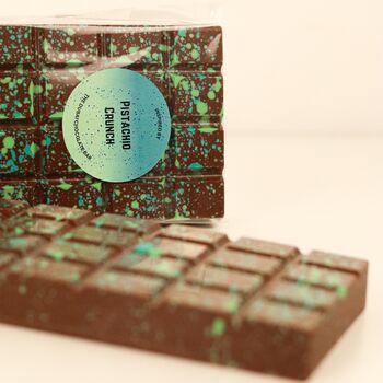 Pistachio Spread And Kanafa Crunch Belgian Stuffed Chocolate Bar, 4 of 4