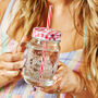 Coloured Gingham Mason Jar With Reusable Straw, thumbnail 2 of 3