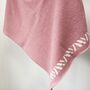 Lambswool Knitted Poncho Calamine Pink And White, thumbnail 2 of 4